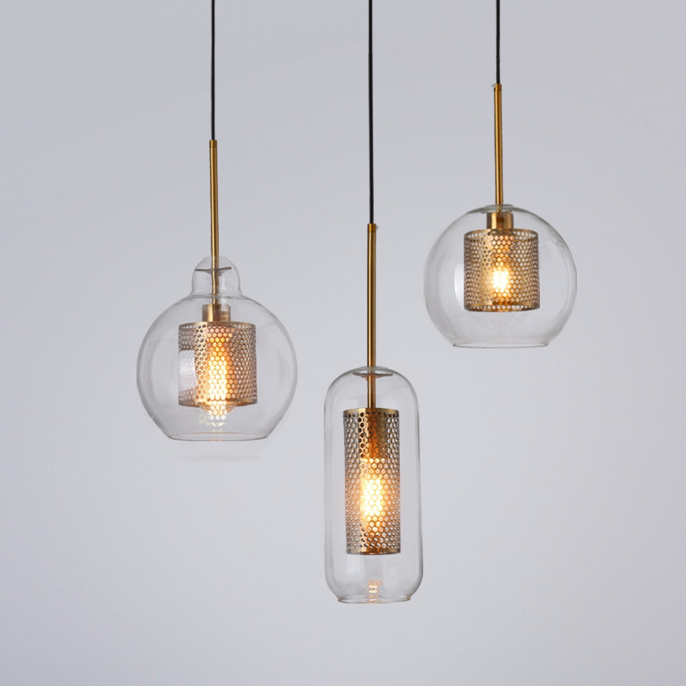 Uro Modern Industrial Glass Pendant Light Glass And Brass Pendant