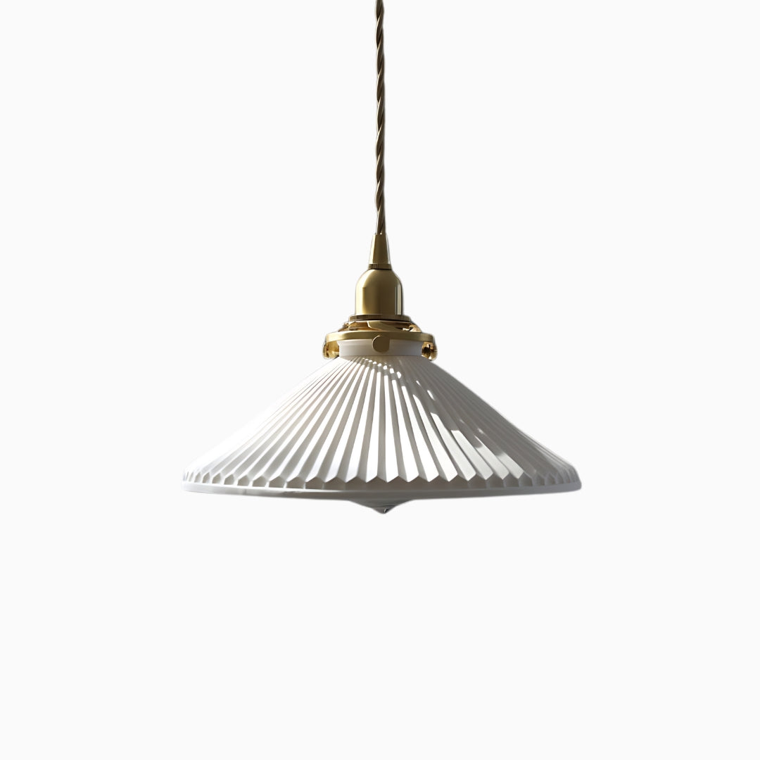 Eliase | Vintage White Ceramic & Brass Pendant Light