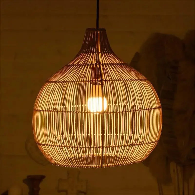 Juno | Handwoven Rattan Style Birdcage Pendant Light