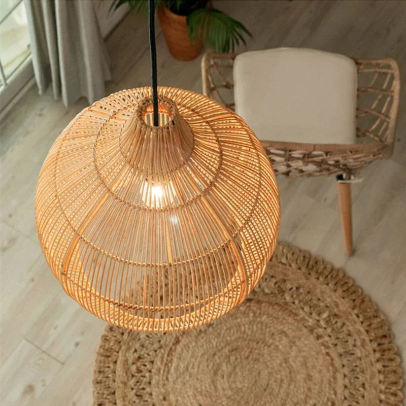 Juno | Handwoven Rattan Style Birdcage Pendant Light