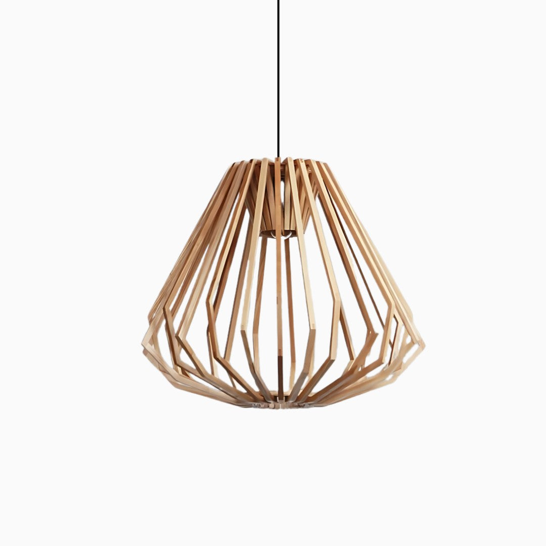 Yana | Geometric Wooden Cage Pendant Light