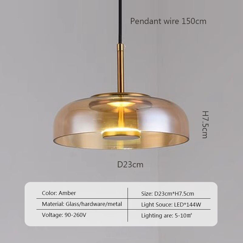 Luminaire Glass Dome Pendant Light- Modern Glass Hanging Lamp- Dorete - Louve Lights