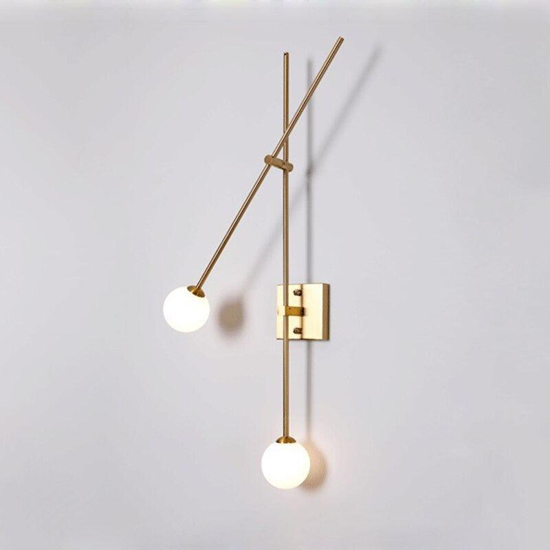 Rotatable Metal & Glass Globe Wall Lamp- Modern Geometric Wall Light- Zinovia