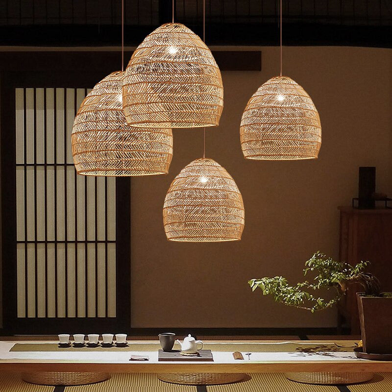 Handmade Rattan Basket Pendant Light- Nakato - Louve Lights