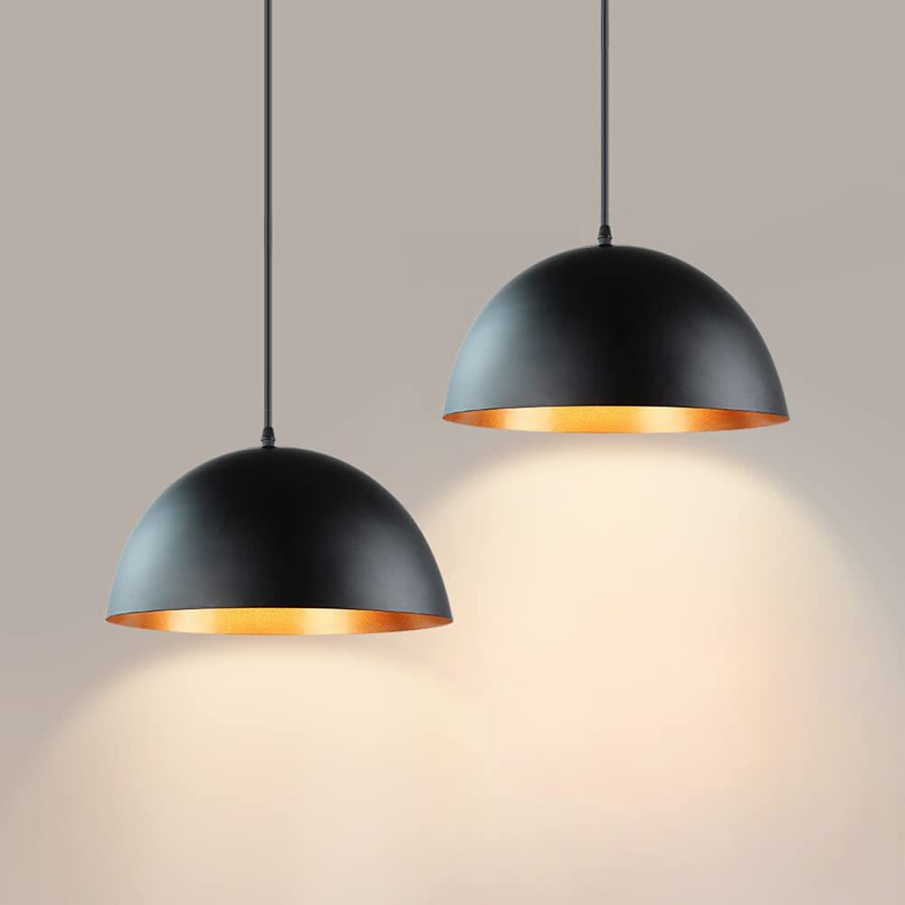 Modern Industrial Dome Pendant Light with Gold Inside- Sonam - Louve Lights