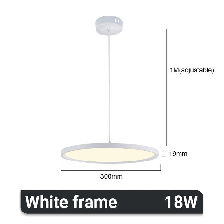 Flat Round Aluminum Modern Hanging Pendant Light - Aina - Louve Lights