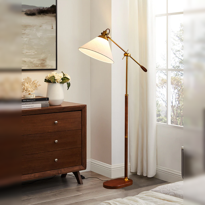 Wood & Metal Floor Lamp- Vintage Style Standing Lamp- Panos