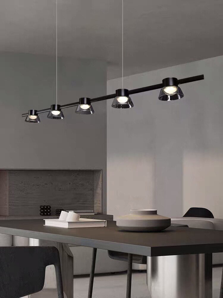 Long Smoky Gray Glass Pendant Light- Dining Pendant Light- Rosa - Louve Lights