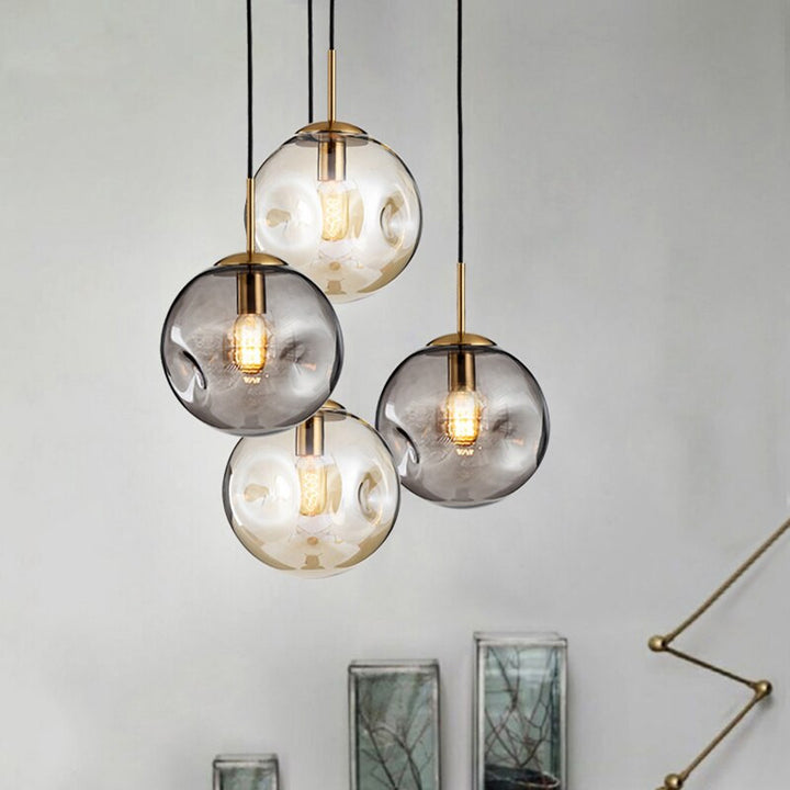 Modern Concave- Convex Glass Globe Pendant Light - Eva - Louve Lights