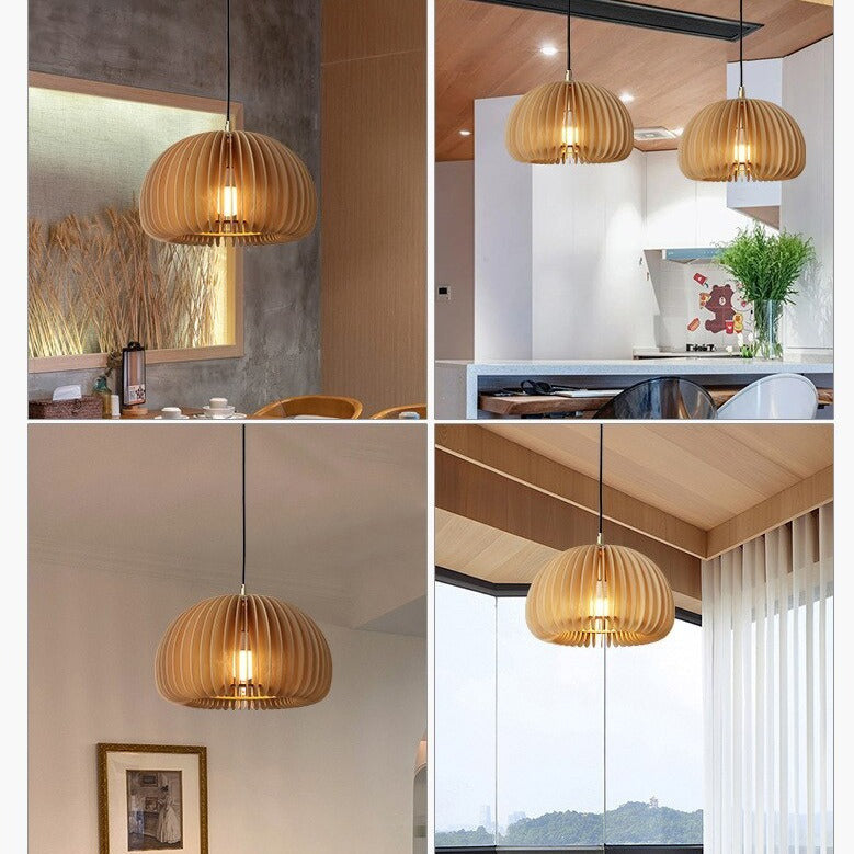 Modern Hanging Pendant Light Made From Wood- Dinning and Living Room Light - Olvir - Louve Lights