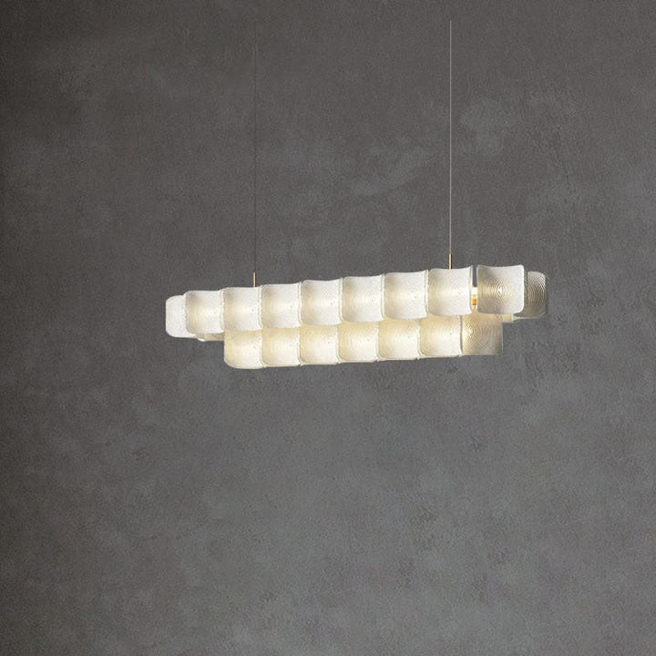 White Acrylic Round LED Chandelier- Modern Hanging LED Long Chandelier- Serafim