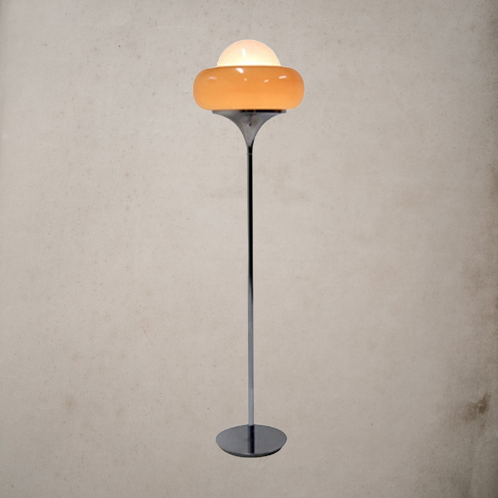 Vintage Orange Floor Standing Lamp- Orange Glass Shade Desk Lamp- Platon