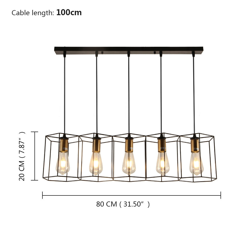 Cage Pendant Light- Geometric Linear Pendant Kitchen Island Light- Signe