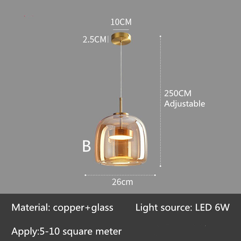 Modern Glass LED Pendant Light- Kitchen Dining LED Hanging Light- Bente - Louve Lights