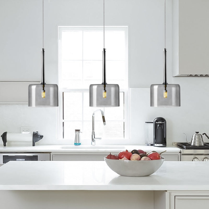 Contemporary Glass Hanging Pendant Light- Kitchen & Dining Room Lights- Christa - Louve Lights