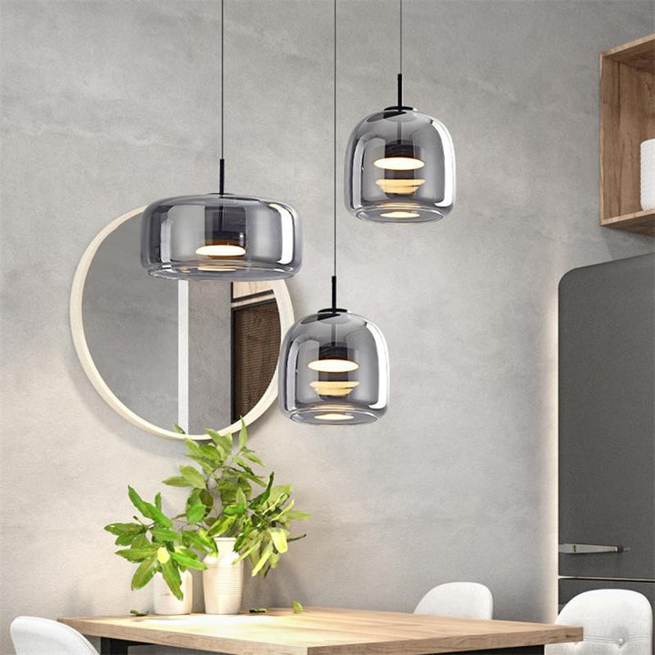 Modern Glass LED Pendant Light- Kitchen Dining LED Hanging Light- Bente - Louve Lights