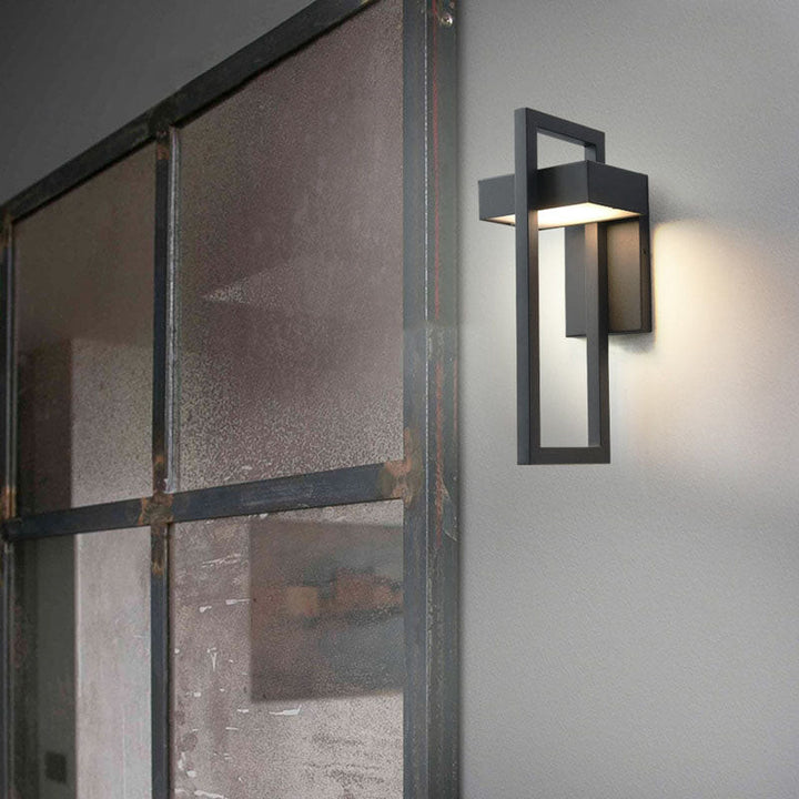 Outdoor LED Wall Light- Modern Black Porch Light- Smilla