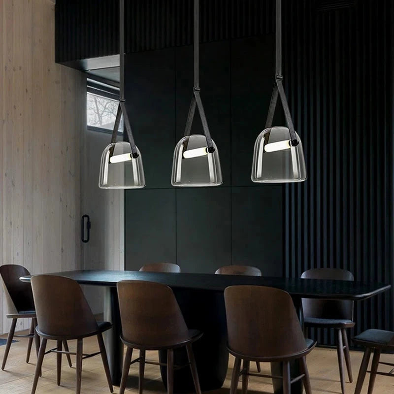 Luxury Nordic Leather & Glass Pendant Light- Moriah - Louve Lights