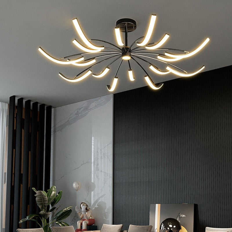 Luxury Linear LED Chandelier- Contemporary Living Room Chandelier- Mona