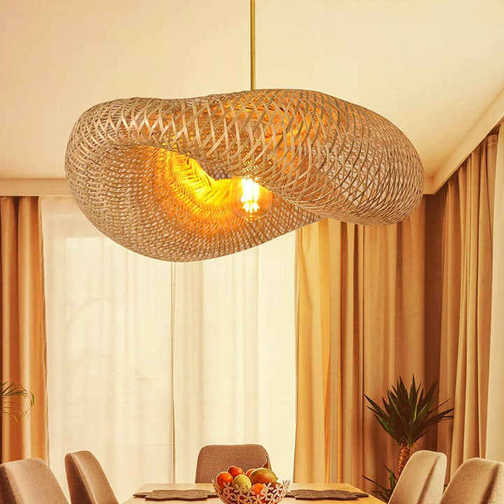 Zen Boho Style Natural Rattan Bamboo Pendant For Bedroom, Living Room, Dining Room- Laura