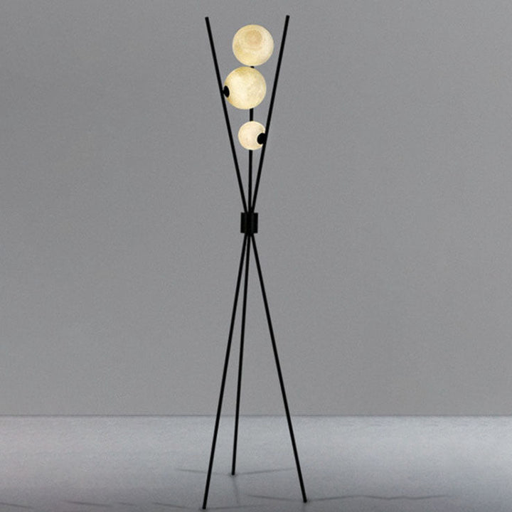 Metal Tripod Floor Lamp- Moon Glass Standing Lamp- Agapios