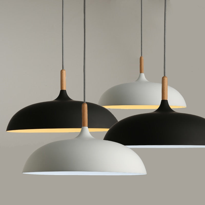 Modern Minimalist Wood & Aluminum Pendant Light - Anita - Louve Lights