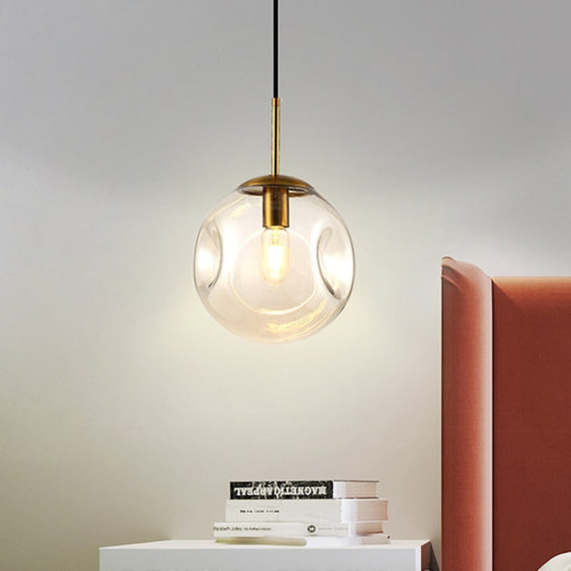 Modern Concave- Convex Glass Globe Pendant Light - Eva - Louve Lights