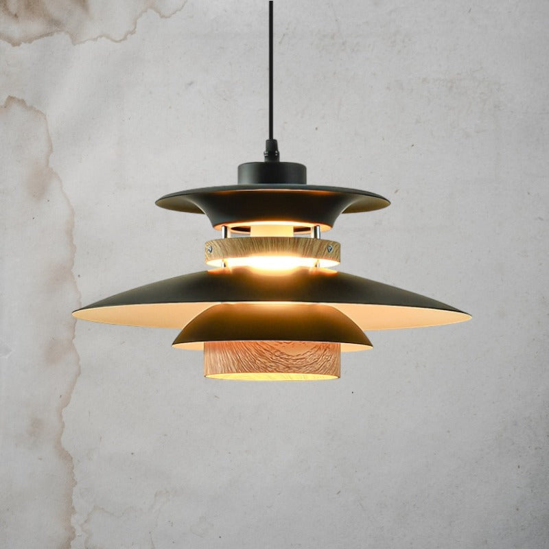 Nordic Style Metal & Wood Pendant Light - Wood Hanging Light - Ospak