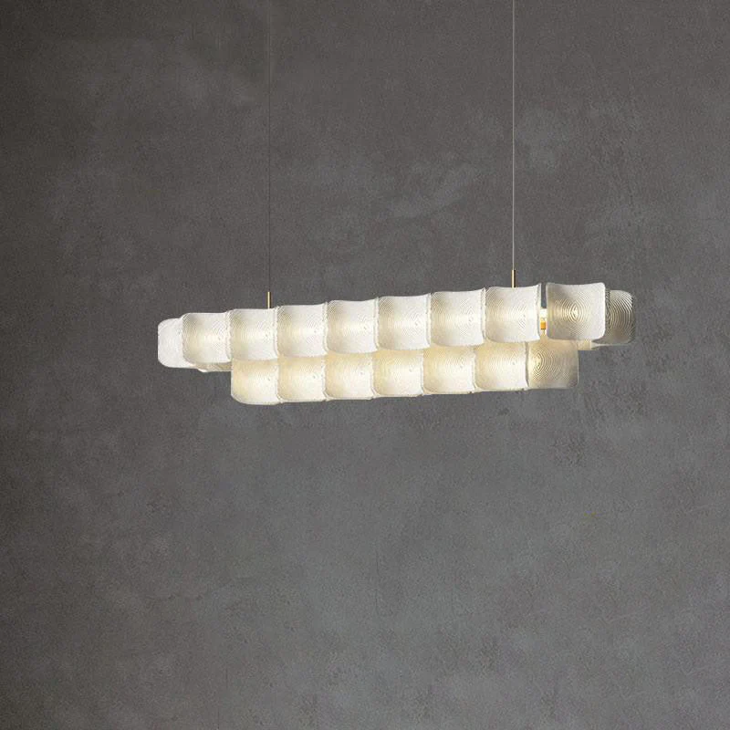 FINAL SALE - White Acrylic Round LED Chandelier- Modern Hanging LED Long Chandelier- Serafim