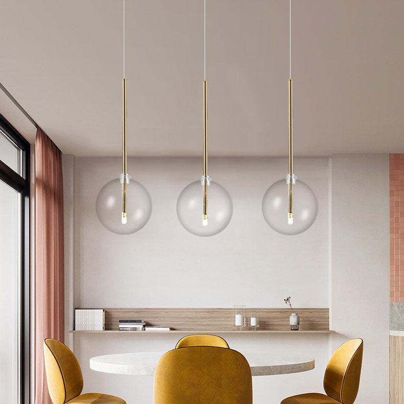 Modern Glass Globe Pendant Light- Glass & Brass Pendant Light- Viljar - Louve Lights