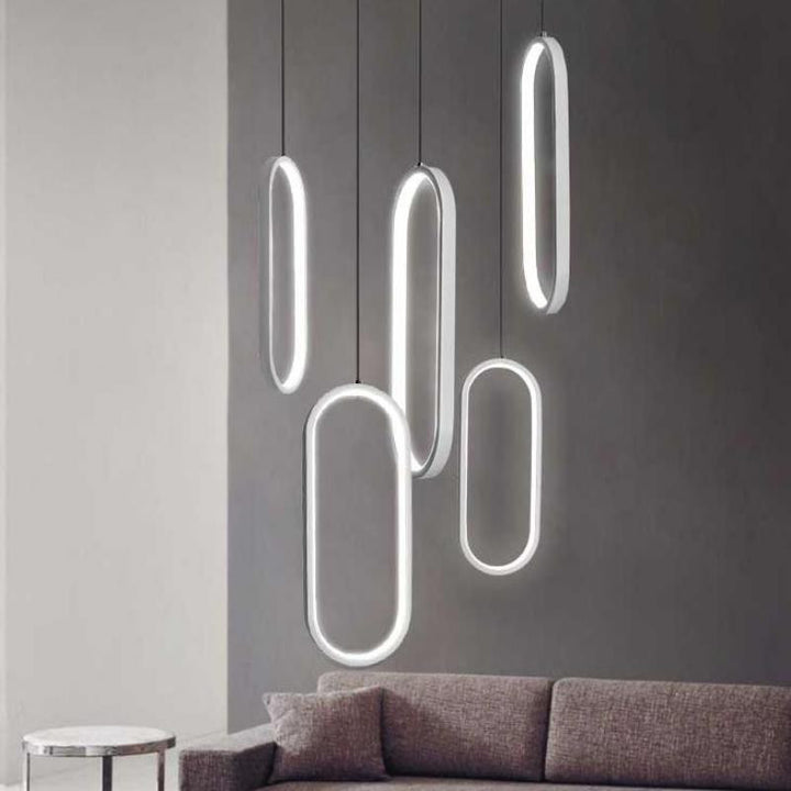 Modern Black & White LED Hooped Pendant Lights- Jaana - Louve Lights