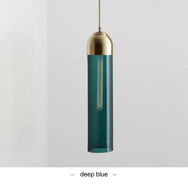 Modern Long Hanging Glass Pendant Light - Anette - Louve Lights