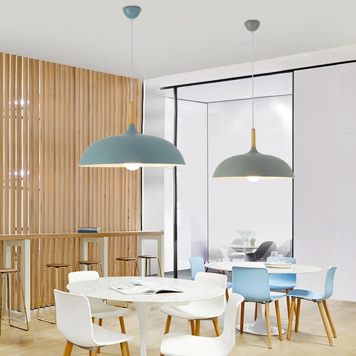 Modern Minimalist Wood & Aluminum Pendant Light - Anita - Louve Lights