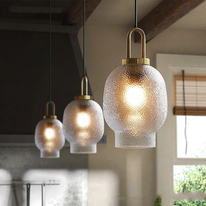 Modern Patterned Glass Pendant Light For Kitchens & Diners- Raleigh - Louve Lights