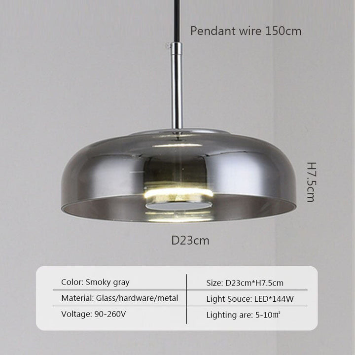 Luminaire Glass Dome Pendant Light- Modern Glass Hanging Lamp- Dorete - Louve Lights