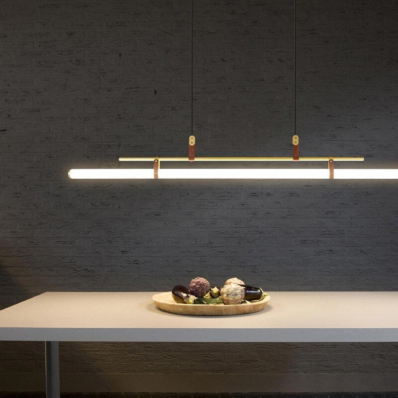 Minimalist Linear Pendant Light- Modern Kitchen & Dining Hanging Light- Alex - Louve Lights