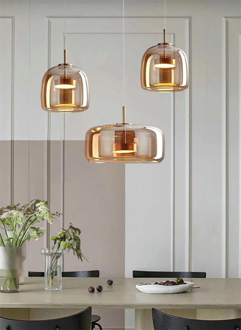 Modern Glass LED Pendant Light- Kitchen Dining LED Hanging Light- Bente - Louve Lights