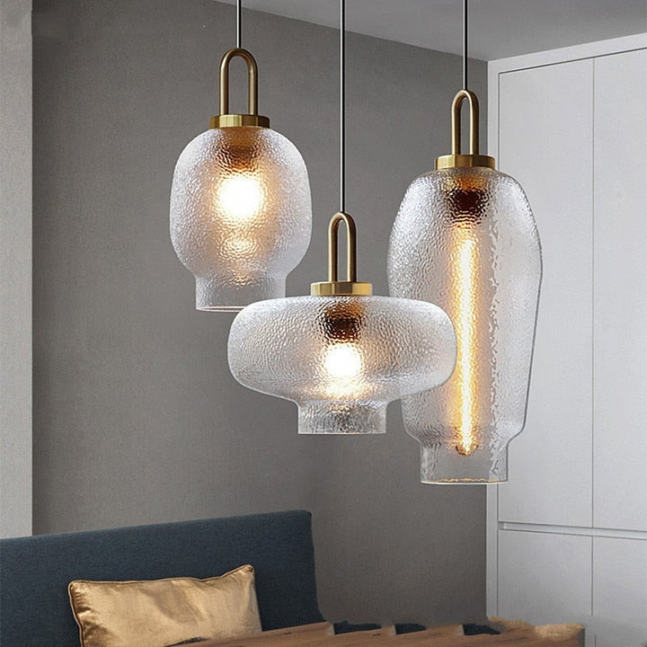 Modern Patterned Glass Pendant Light For Kitchens & Diners- Raleigh - Louve Lights