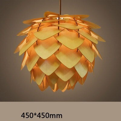 Wooden Pinecone Pendant Light- Natural Contemporary Design- Ophelia
