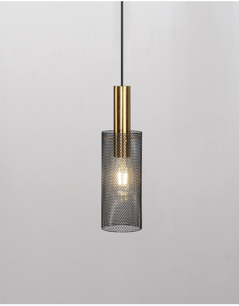 Modern Industrial Mesh Lampshade Pendant Light- Carlyn - Louve Lights