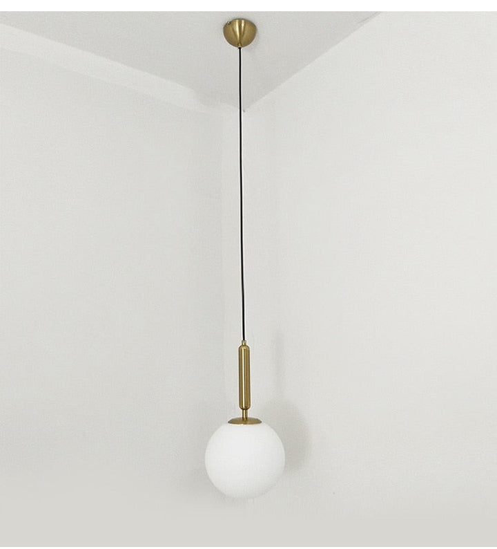 Glass Globe Pendant Light - Milky Glass Pendant Light - Ogn - Louve Lights