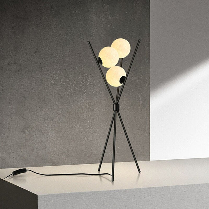 Metal Tripod Floor Lamp- Moon Glass Standing Lamp- Agapios
