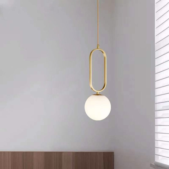 Milky Glass Pendant Light - Glass Globe Hanging Pendant Light - Ginn - Louve Lights