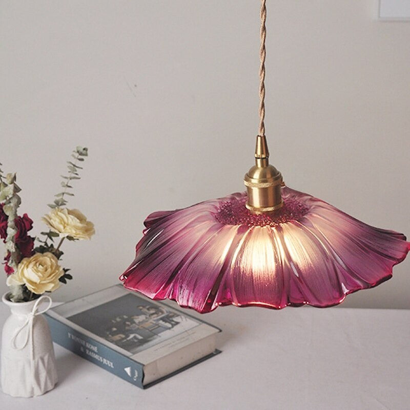 Modern Flower Glass Hanging Pendant Light - Edith - Louve Lights