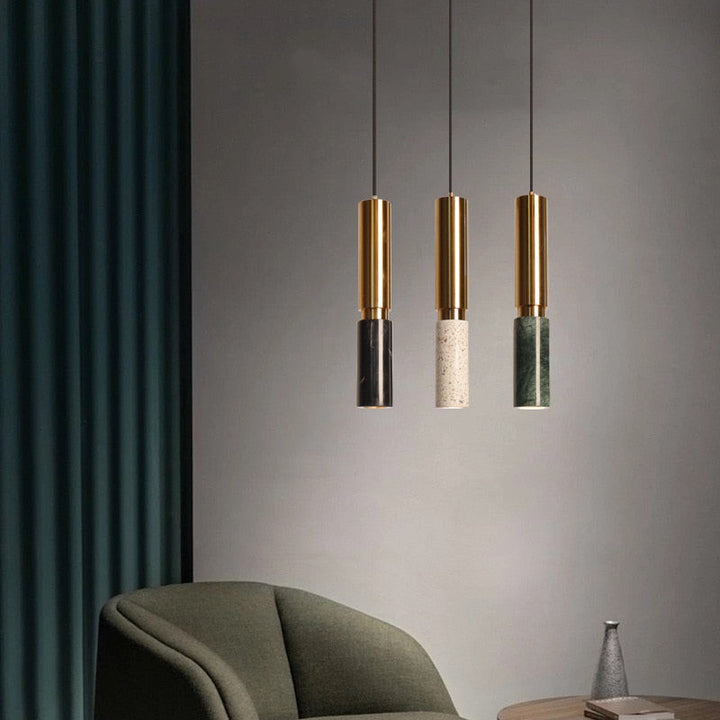 Contemporary Marble & Brass Pendant Light- Kitchen Island Lights- Birte
