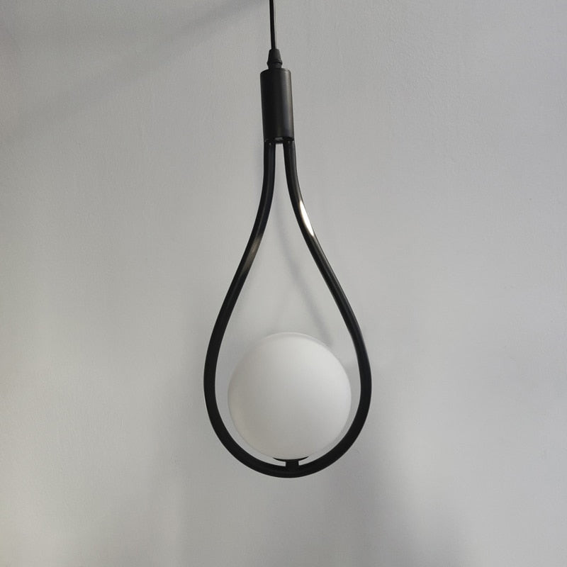 Milk Glass Ball Pendant Light- Nsia - Louve Lights