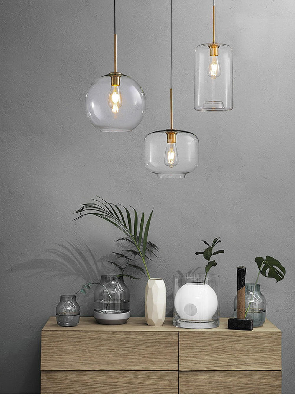 Contemporary Glass Pendant Light- Kitchen Island Pendant Lights- Goda - Louve Lights