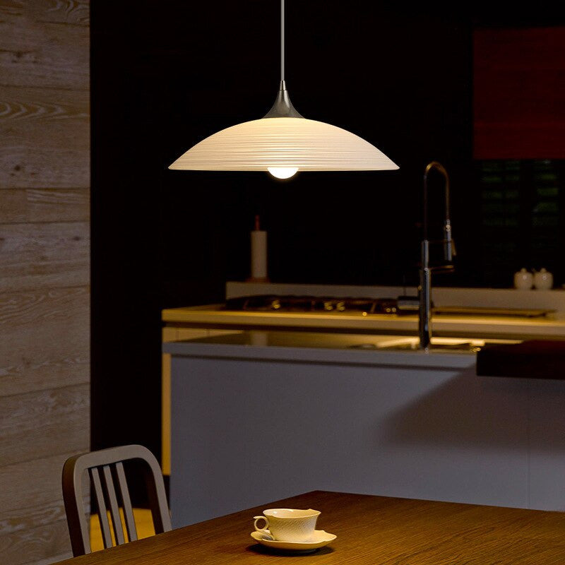 Modern Striped Glass Dish Pendant Light- Jaycee - Louve Lights