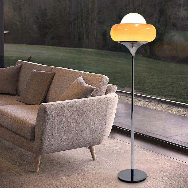 Vintage Orange Floor Standing Lamp- Orange Glass Shade Desk Lamp- Platon