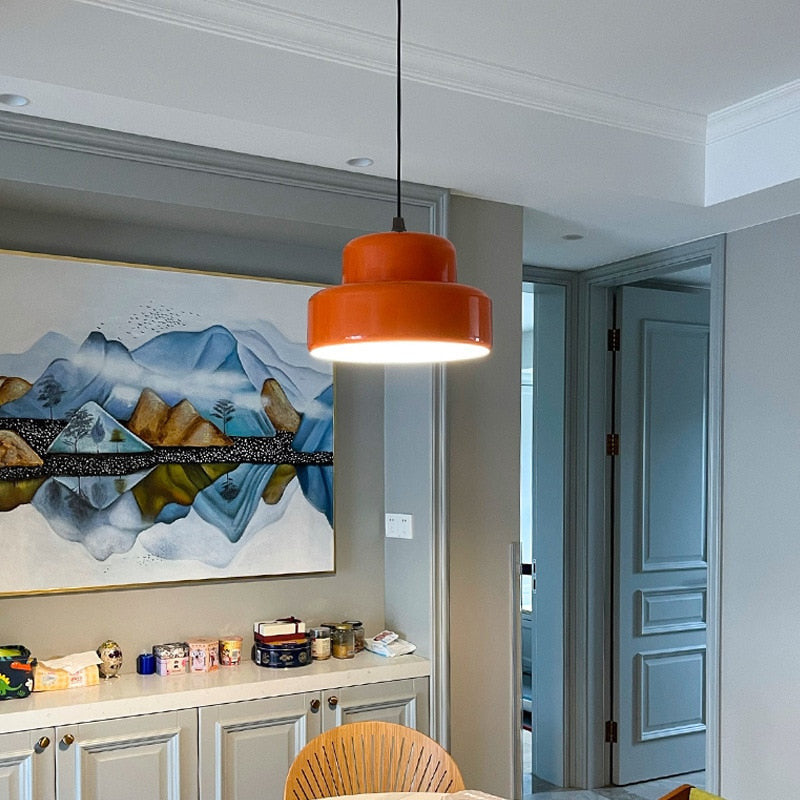 Mid Century Bauhaus Pendant Light in Orange- Pip - Louve Lights